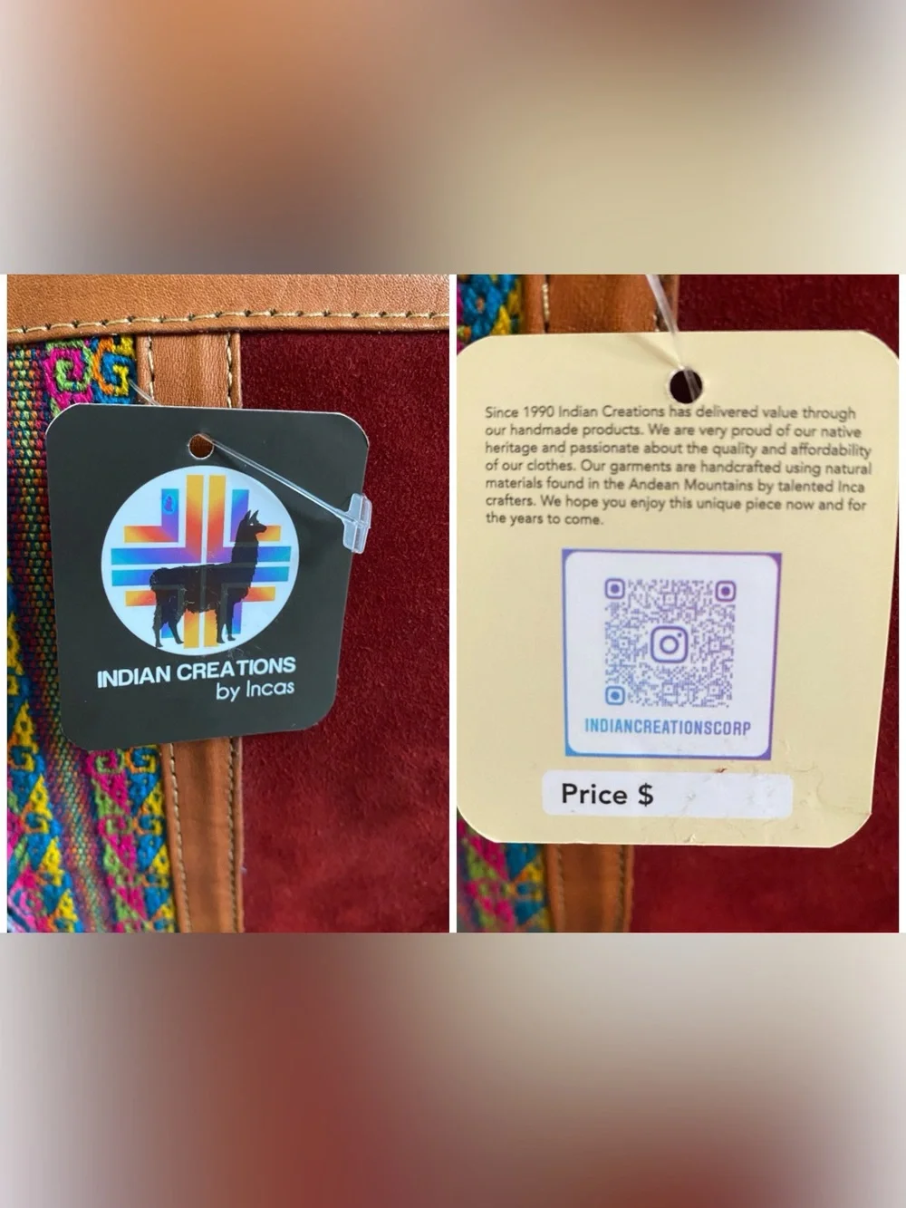 Indian creations by Incas suede crossbody bag